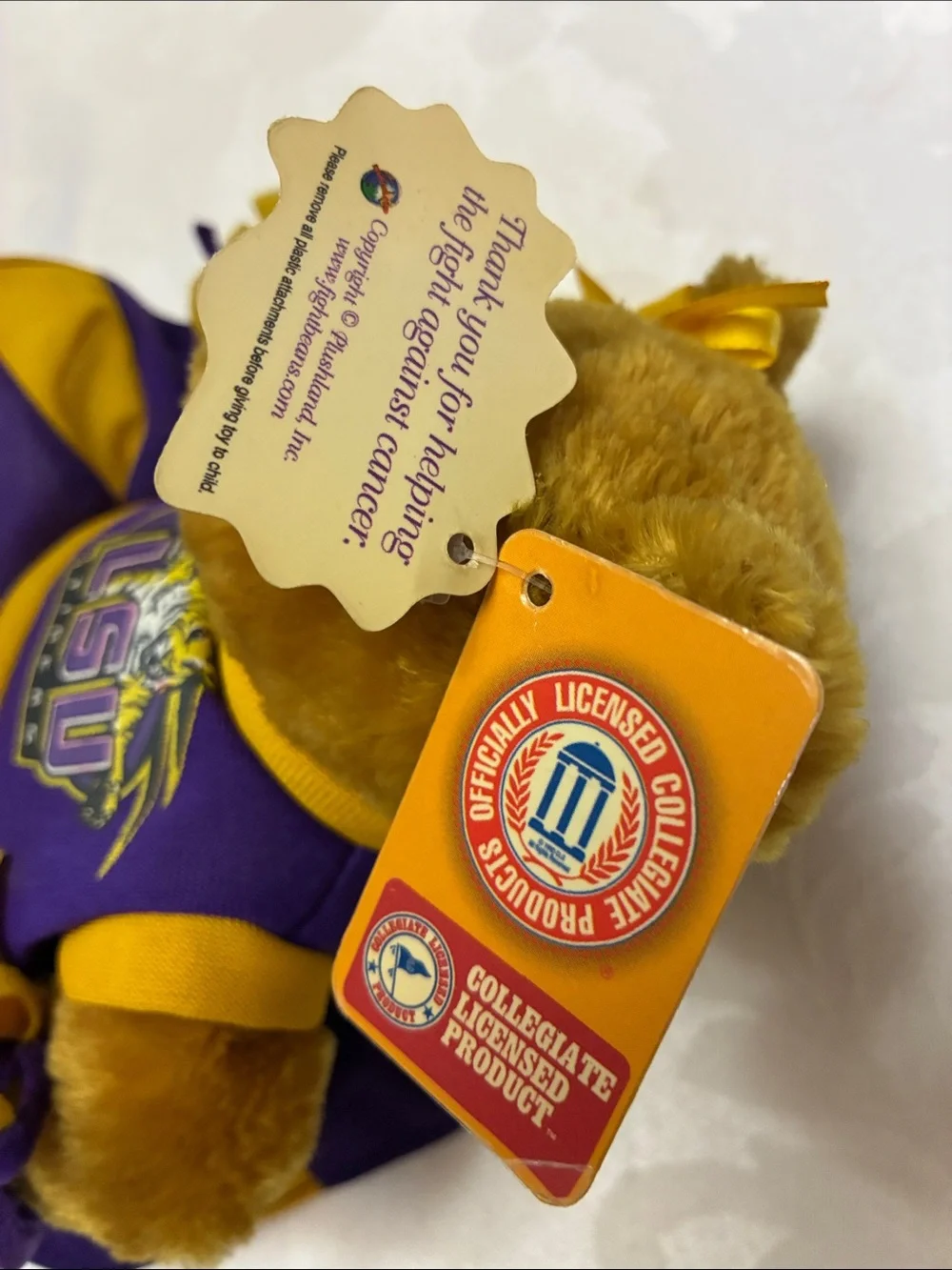 LSU Tigers Purple & Gold Cheerleader Bear Plush Bean Bag, Collegiate Licensed